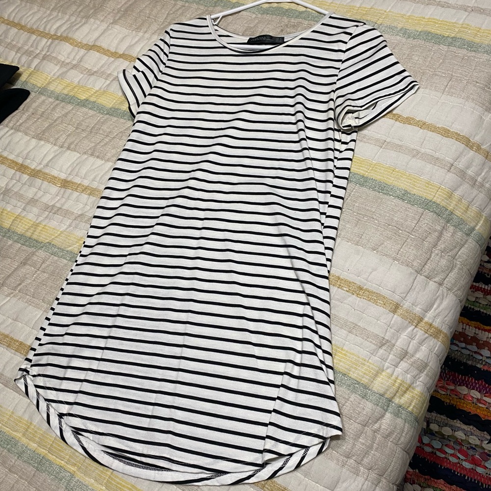 Black & White Striped Tshirt Dress